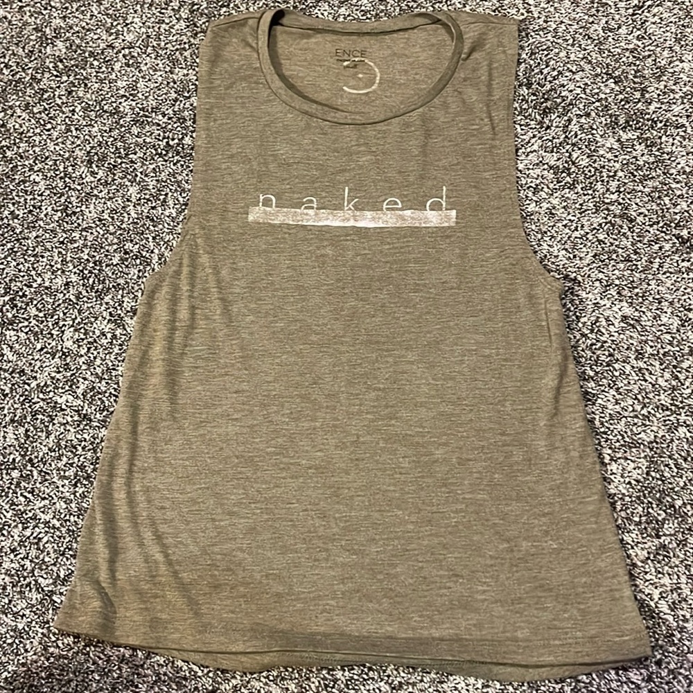 Women’s ENCE Distressed Graphic “naked” Muscle Tank (S)